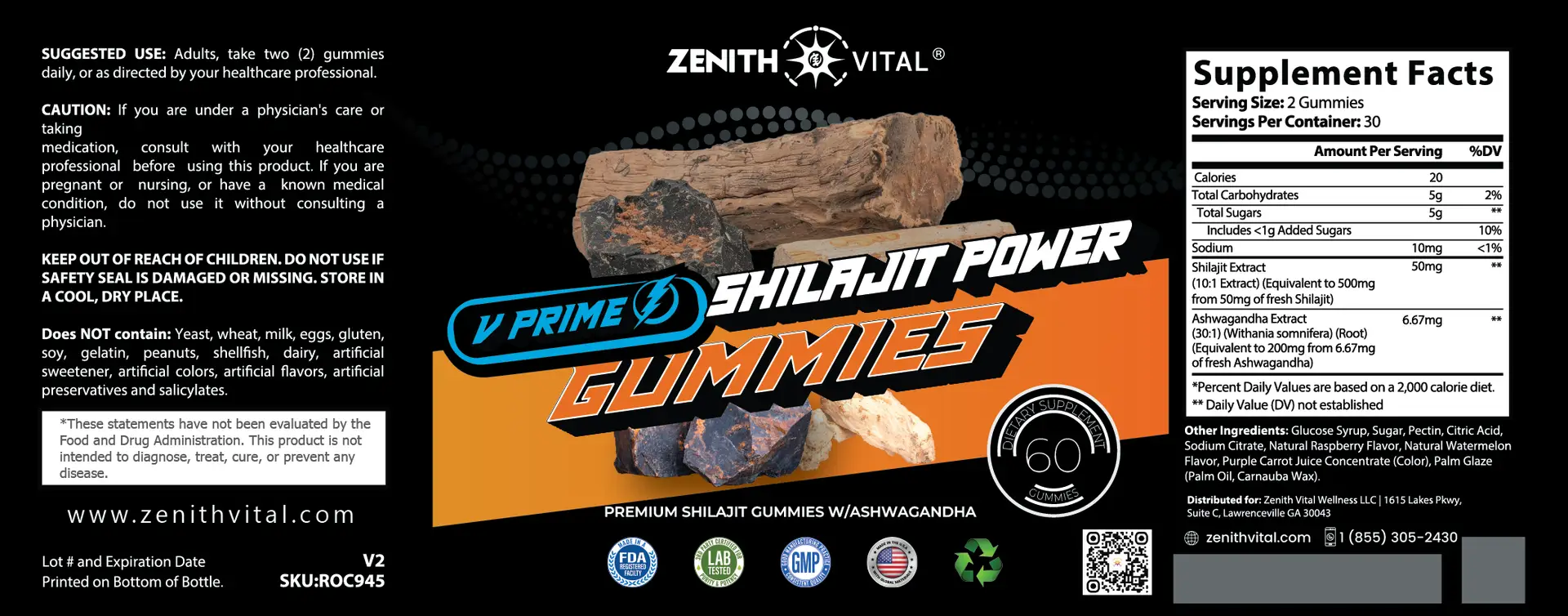 Shilajit Power Gummies label